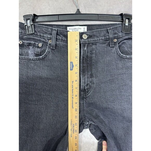 Abercrombie & Fitch Jeans 28/6L Black 90s Straight Ultra High Rise Distressed - Picture 10 of 10